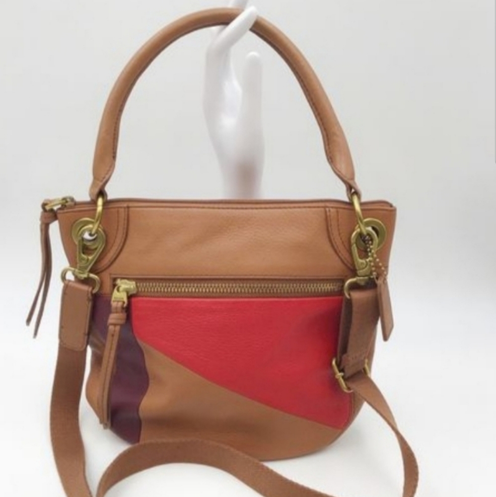 Fossil Fiona Satchel Bag Genuine Leather Color-block Purse I